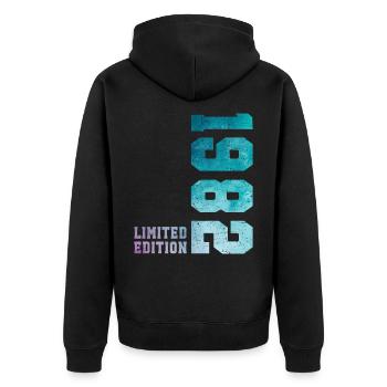 1982 Limited Edition 44 Years Anniversary - Unisex Premium Organic Zip Hoodie - black - Back - Nico (187cm)