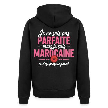 je suis marocaine - Veste à capuche bio Premium Unisexe - noir - Dos - Nico (187cm)