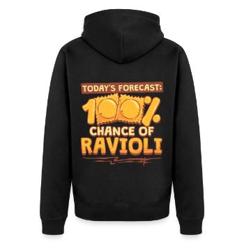 Prévisions du jour : 100 % de chances de ravioli - Veste à capuche bio Premium Unisexe - noir - Dos - Nico (187cm)