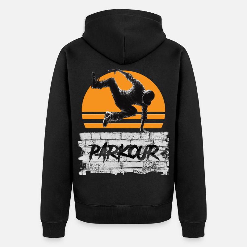 Parkour - Unisex Premium Bio Zip Hoodie - Schwarz
