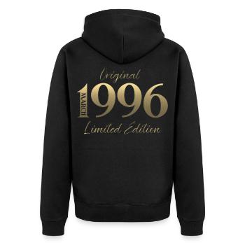 30th Birthday Gift Husband Wife March 1996 - Unisex Premium Organic Zip Hoodie - black - Back - Nico (187cm)