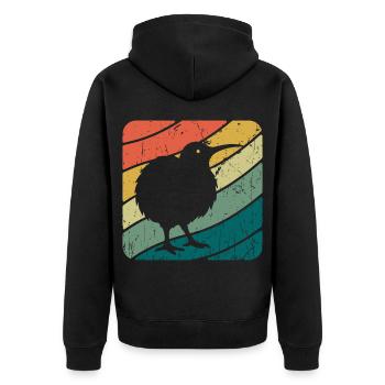 Nouvelle-Zélande Oiseau Kiwi mignon Rétro Vintage NZ - Veste à capuche bio Premium Unisexe - noir - Dos - Nico (187cm)