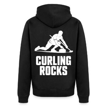 Curling Rocks Winter Sports Silhouette Man - Veste à capuche bio Premium Unisexe - noir - Dos - Nico (187cm)