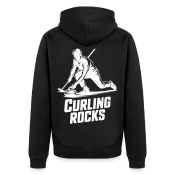 Curling Rocks Winter Sports Silhouette Man - Veste à capuche bio Premium Unisexe - noir - Dos - Nico (187cm)