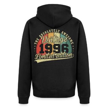Vintage 1996 Vinatge Retro Birthday Gift - Unisex Premium Organic Zip Hoodie - black - Back - Nico (187cm)