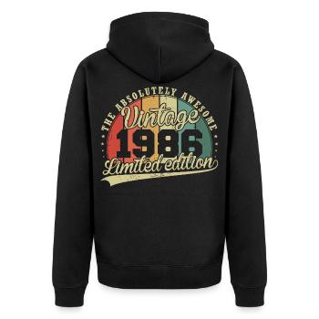 Vintage 1986 Vinatge Retro Birthday Gift - Unisex Premium Organic Zip Hoodie - black - Back - Nico (187cm)