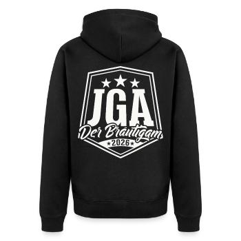 Bachelor Party 2026 Bachelor Party The Groom - Unisex Premium Organic Zip Hoodie - black - Back - Nico (187cm)
