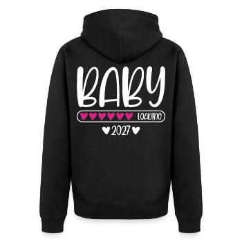 Baby 2027 loading Herzchen Ladebalken - Unisex Premium Bio Zip Hoodie - Schwarz - Hinten - Nico (187cm)