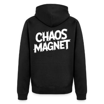 Chaos Magnet - Unisex Premium Bio Zip Hoodie - Schwarz - Hinten - Nico (187cm)