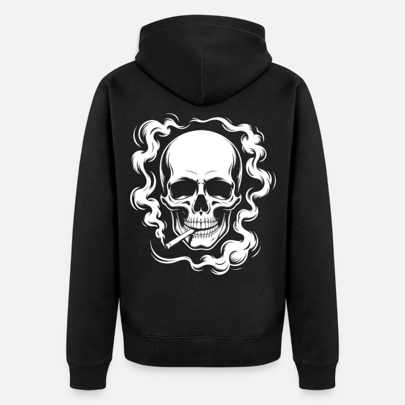 Conception du crâne fumant - Veste à capuche bio Premium Unisexe - noir