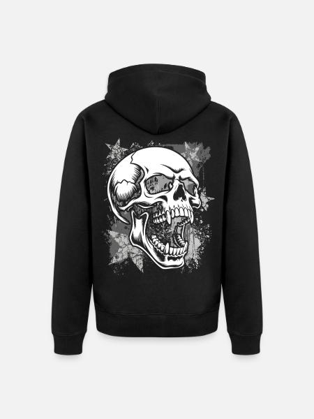 Grunge Skull Paint Splash - Unisex Premium Organic Zip Hoodie - black