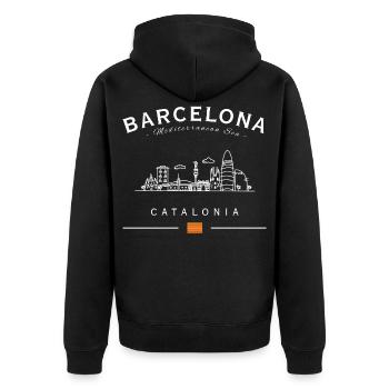 Silhouette de la Catalogne de la Skyline de Barcelone - Veste à capuche bio Premium Unisexe - noir - Dos - Nico (187cm)