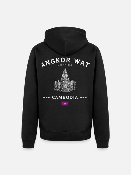 Angkor Wat Silhouette Cambodia - Unisex Premium Bio Zip Hoodie - Schwarz