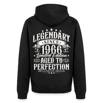 Cadeau d’anniversaire légendaire depuis 1966 - Veste à capuche bio Premium Unisexe - noir - Dos - Nico (187cm)