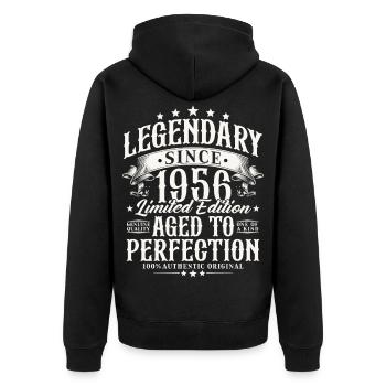 Legendary Since 1956 Vintage Birthday Gift - Unisex Premium Organic Zip Hoodie - black - Back - Nico (187cm)