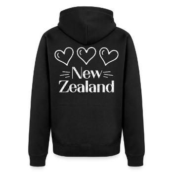 Cœur Nouvelle-Zélande Amour Nouvelle-Zélande - Veste à capuche bio Premium Unisexe - noir - Dos - Nico (187cm)