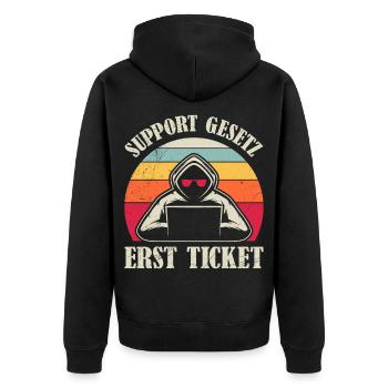 Codeur en informatique SUPPORT LAW FIRST TICKET - Veste à capuche bio Premium Unisexe - noir - Dos - Nico (187cm)