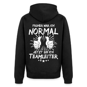 Team leader - Unisex Premium Organic Zip Hoodie - black - Back - Nico (187cm)