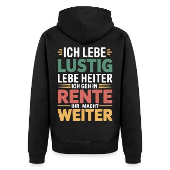 Lustig Rente Weiter Ruhestand Spruch - Unisex Premium Bio Zip Hoodie - Schwarz - Hinten - Nico (187cm)
