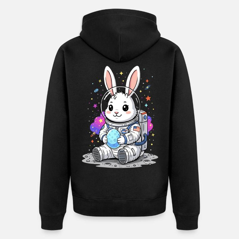 Lapin de Pâques astronaute Espace - Veste à capuche bio Premium Unisexe - noir