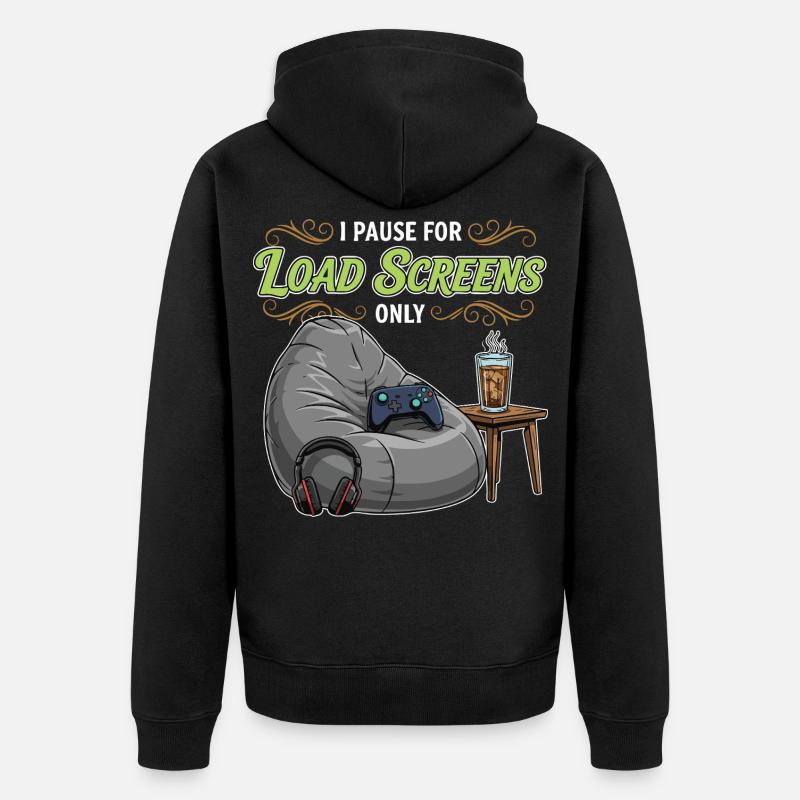 Gaming Humour Citation Pause Load Screens - Veste à capuche bio Premium Unisexe - noir