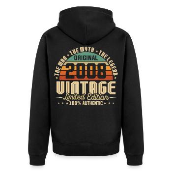 2008 Original Vintage Birthday Gift - Unisex Premium Organic Zip Hoodie - black - Back - Nico (187cm)
