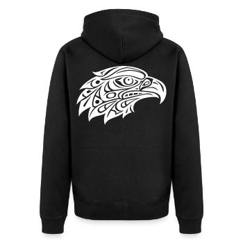 Tribal Eagle Head Art - Unisex Premium Organic Zip Hoodie - black - Back - Nico (187cm)