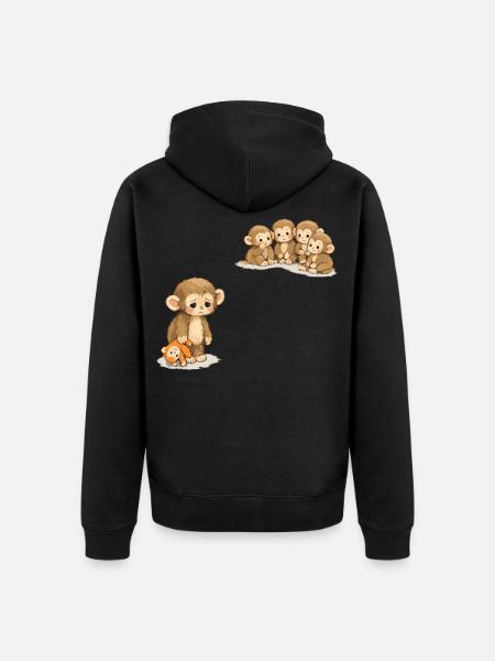 Baby Monkey Punch - Viral Sad Monkey - Unisex Premium Organic Zip Hoodie - black