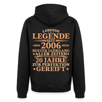 2006 Vintage Born 20 Years Birthday - Unisex Premium Organic Zip Hoodie - black - Back - Nico (187cm)