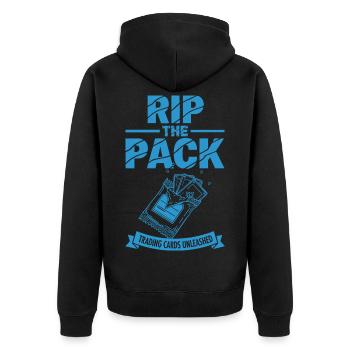 Rip The Pack Trading Cards Unleashed Booster Pack - Unisex Premium Bio Zip Hoodie - Schwarz - Hinten - Nico (187cm)