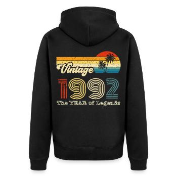 Millésime 1992 - Veste à capuche bio Premium Unisexe - noir - Dos - Nico (187cm)