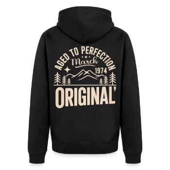 März 1974 – Legende der Gipfel und Berge - Unisex Premium Bio Zip Hoodie - Schwarz - Hinten - Nico (187cm)