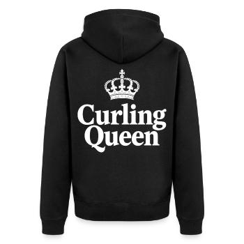 Curling Queen - Die Königin auf dem Eis - Unisex Premium Organic Zip Hoodie - black - Back - Nico (187cm)
