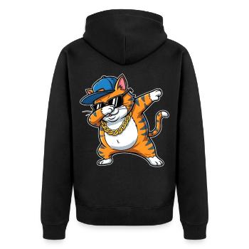 Dabbing Cat Cool Hip Hop Cartoon - Unisex Premium Organic Zip Hoodie - black - Back - Nico (187cm)