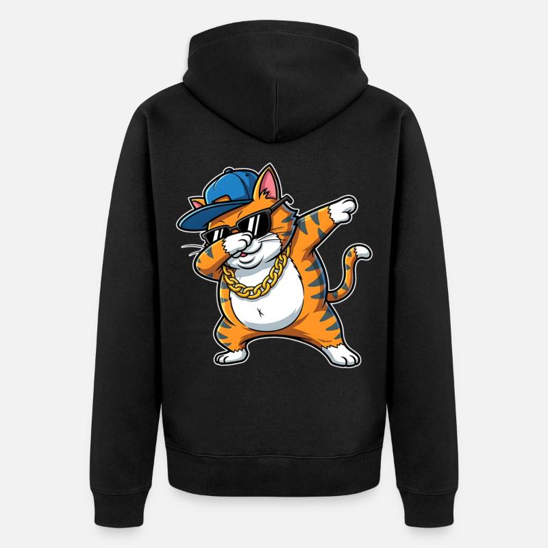 Dessin animé hip-hop cool du chat - Veste à capuche bio Premium Unisexe - noir