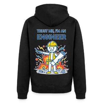Vertrau mir, ich bin Ingenieur – für einen dunklen Hintergrund - Unisex Premium Bio Zip Hoodie - Schwarz - Hinten - Nico (187cm)
