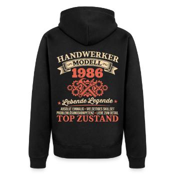 40. Geburtstag Handwerker Vintage 1986 Jahrgang - Unisex Premium Bio Zip Hoodie - Schwarz - Hinten - Nico (187cm)