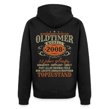 Cadeau d’anniversaire vintage de l’année des voitures anciennes 2008 - Veste à capuche bio Premium Unisexe - noir - Dos - Nico (187cm)