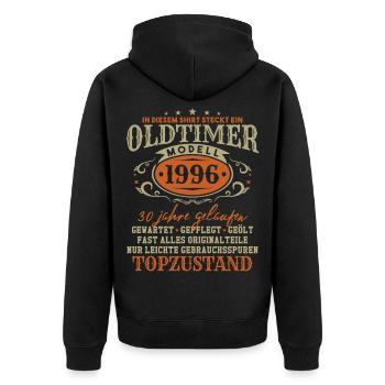 Vintage Car Year 1996 Vintage Birthday Gift - Unisex Premium Organic Zip Hoodie - black - Back - Nico (187cm)