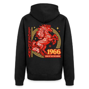 1966 Fire Horse Legend 60th Birthday Gift - Unisex Premium Organic Zip Hoodie - black - Back - Nico (187cm)