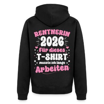 Pensioner 2026 Pension Gift Wife Retirement - Unisex Premium Organic Zip Hoodie - black - Back - Nico (187cm)