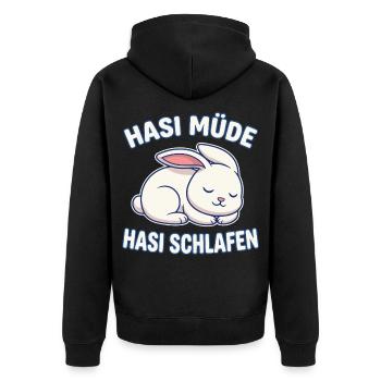 Bunny Tired Bunny Sleeping Bunny - Unisex Premium Organic Zip Hoodie - black - Back - Nico (187cm)