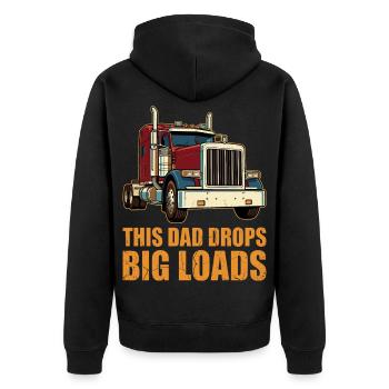 Trucker Semi Truck Driver Dad Father - Unisex Premium Organic Zip Hoodie - black - Back - Nico (187cm)