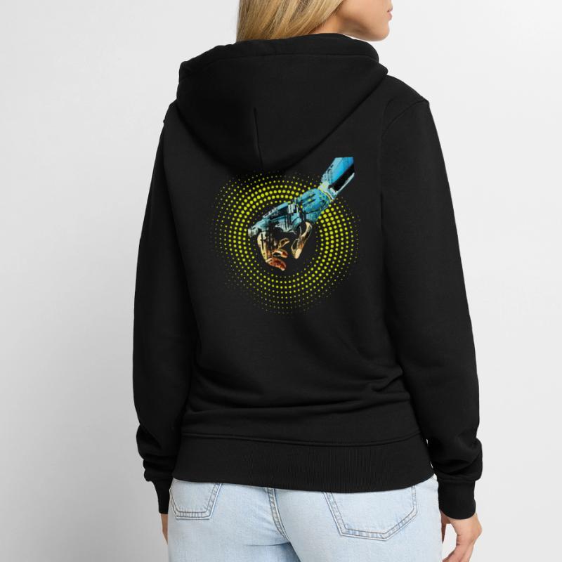 computer hand roboter KI digital cyborg code pc  Unisex Premium Bio Zip Hoodie