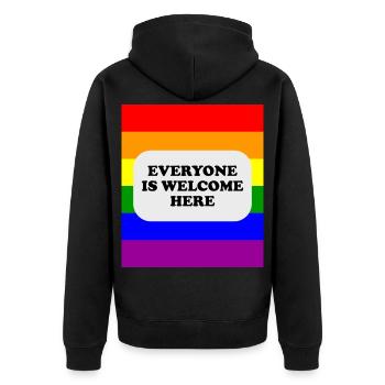 Drapeau arc-en-ciel pour les espaces sécurisés LGBT - Veste à capuche bio Premium Unisexe - noir - Dos - Nico (187cm)