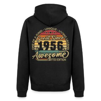 Cadeau de 70e anniversaire 1956 Vintage Retro - Veste à capuche bio Premium Unisexe - noir - Dos - Nico (187cm)