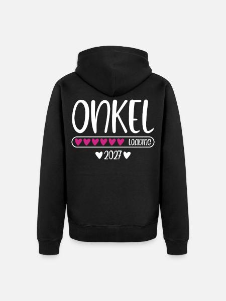 Onkel 2027 loading mit Herzchen Ladebalken - Unisex Premium Bio Zip Hoodie - Schwarz