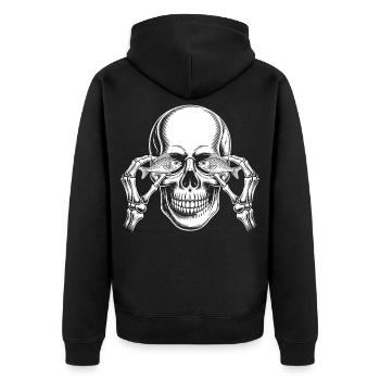 Skull with Fish Eyes - Unisex Premium Organic Zip Hoodie - black - Back - Nico (187cm)
