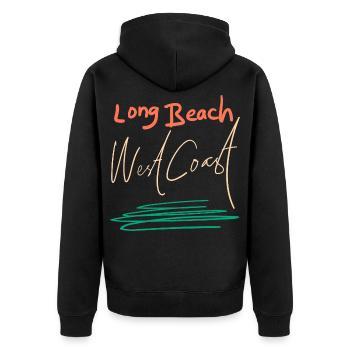 Ambiance Retro Sunset de la côte Ouest de Long Beach - Veste à capuche bio Premium Unisexe - noir - Dos - Nico (187cm)