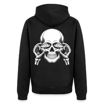 Skull motif with fish - Unisex Premium Organic Zip Hoodie - black - Back - Nico (187cm)